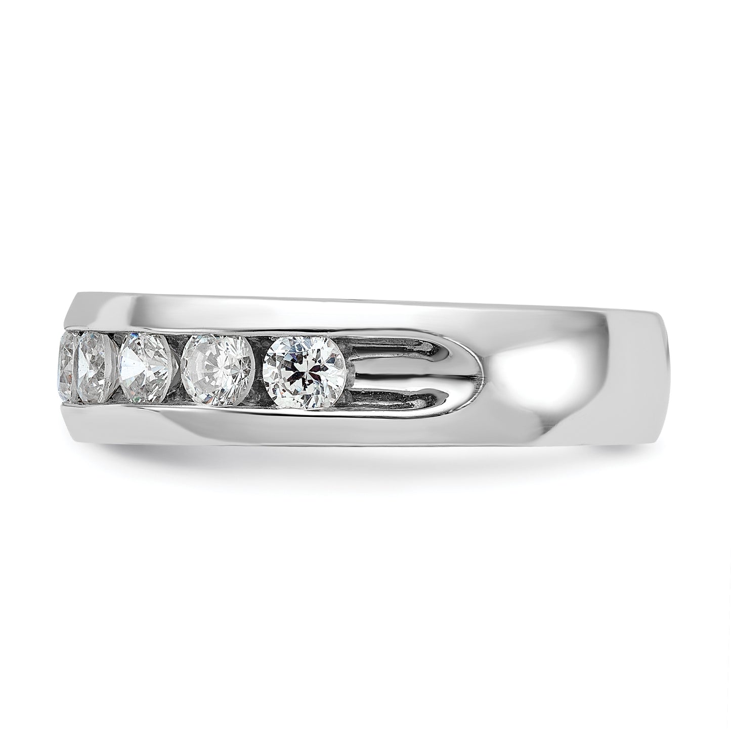 14k White Gold 1 Ct. Lab Grown Diamond VS/SI+ G+ Nine Stone Polished Men's Ring