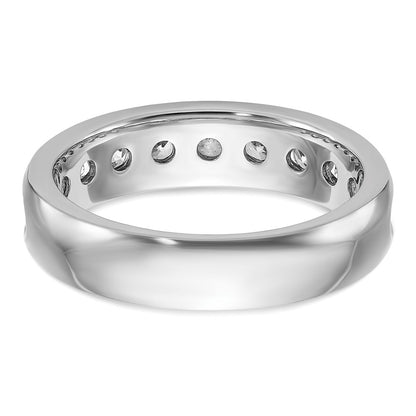 14k White Gold 1 Ct. Lab Grown Diamond VS/SI+ G+ Nine Stone Polished Men's Ring