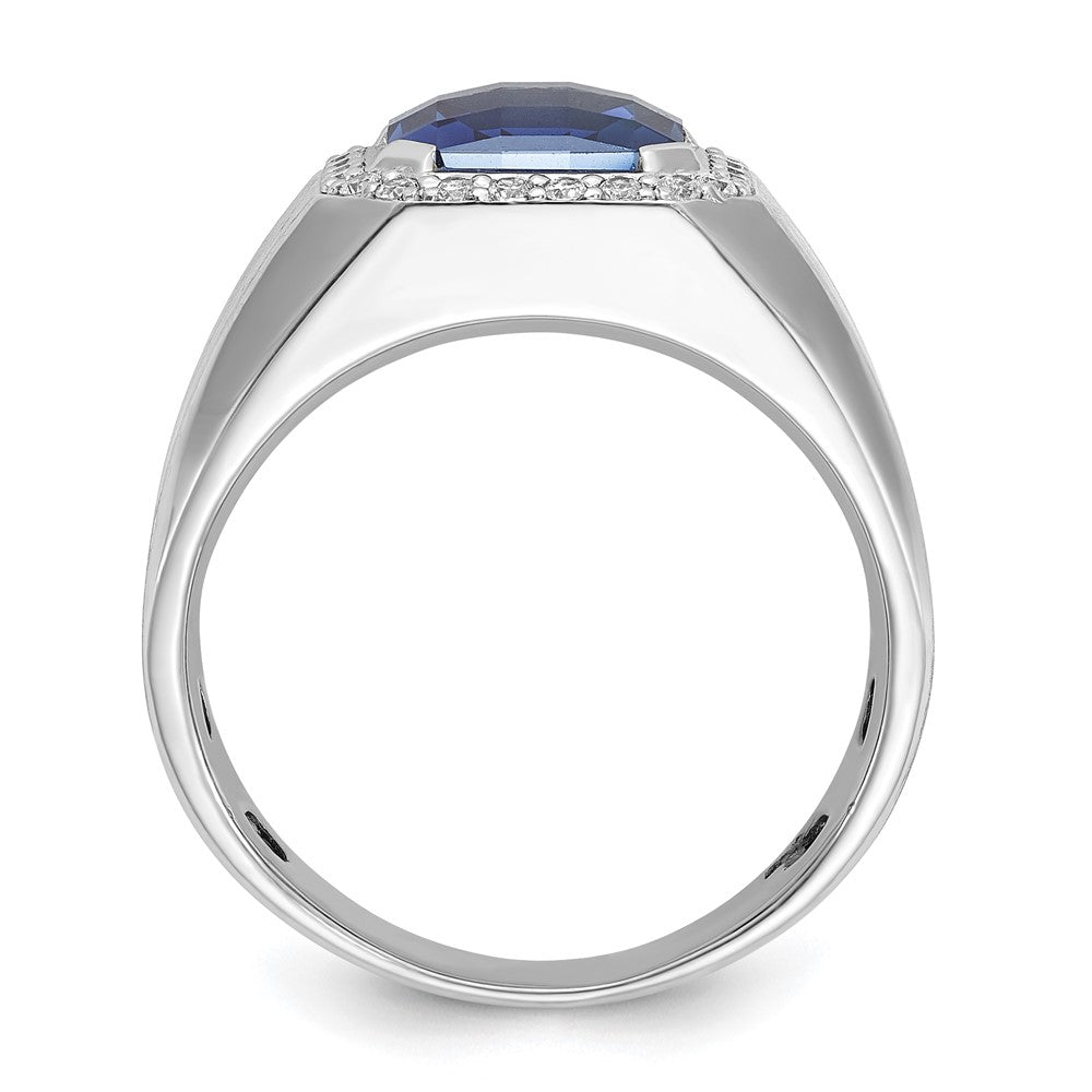 10K White Gold Ibgoodman Men'S Cr. Sapphire And Diamond Complete Ring