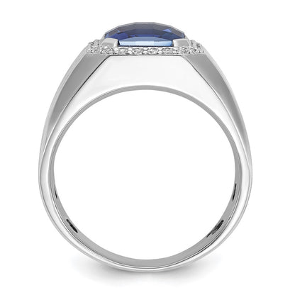 10K White Gold Ibgoodman Men'S Cr. Sapphire And Diamond Complete Ring