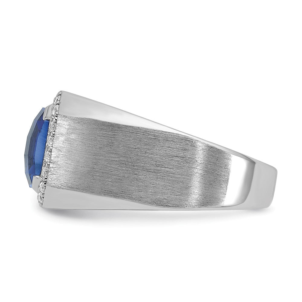 10K White Gold Ibgoodman Men'S Cr. Sapphire And Diamond Complete Ring