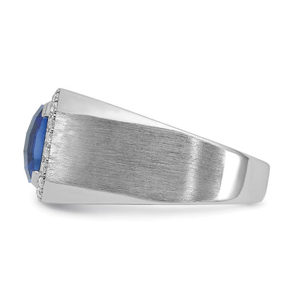 10K White Gold Ibgoodman Men'S Cr. Sapphire And Diamond Complete Ring