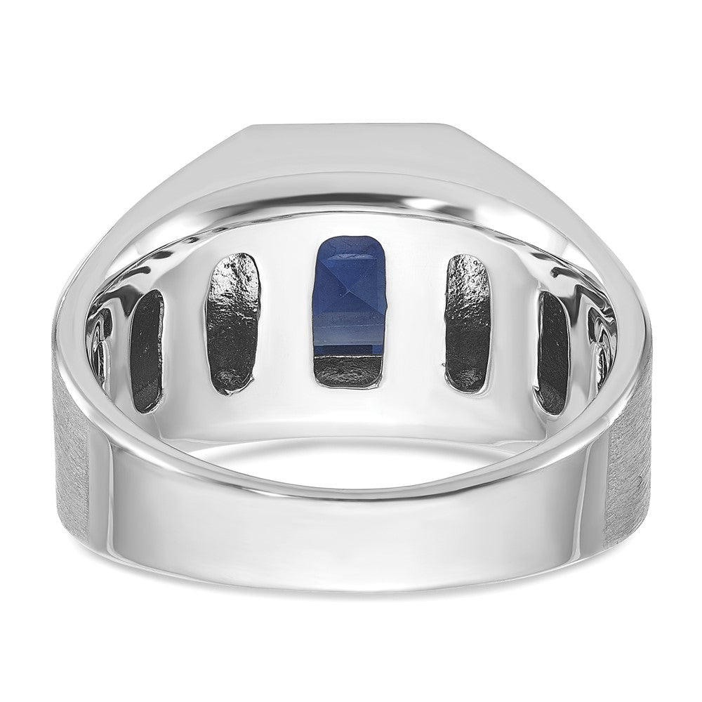10K White Gold Ibgoodman Men'S Cr. Sapphire And Diamond Complete Ring