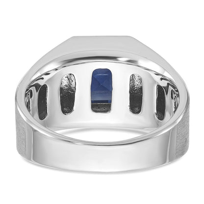 10K White Gold Ibgoodman Men'S Cr. Sapphire And Diamond Complete Ring