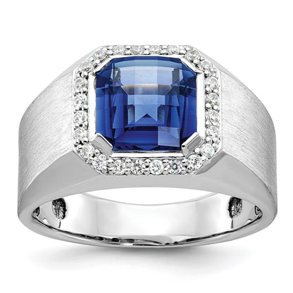 10K White Gold Ibgoodman Men'S Cr. Sapphire And Diamond Complete Ring