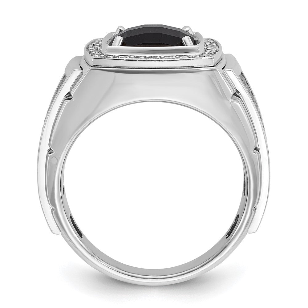 10K White Gold Ibgoodman Men'S Black Rhodium Onyx And Diamond Complete Ring