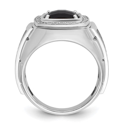 10K White Gold Ibgoodman Men'S Black Rhodium Onyx And Diamond Complete Ring