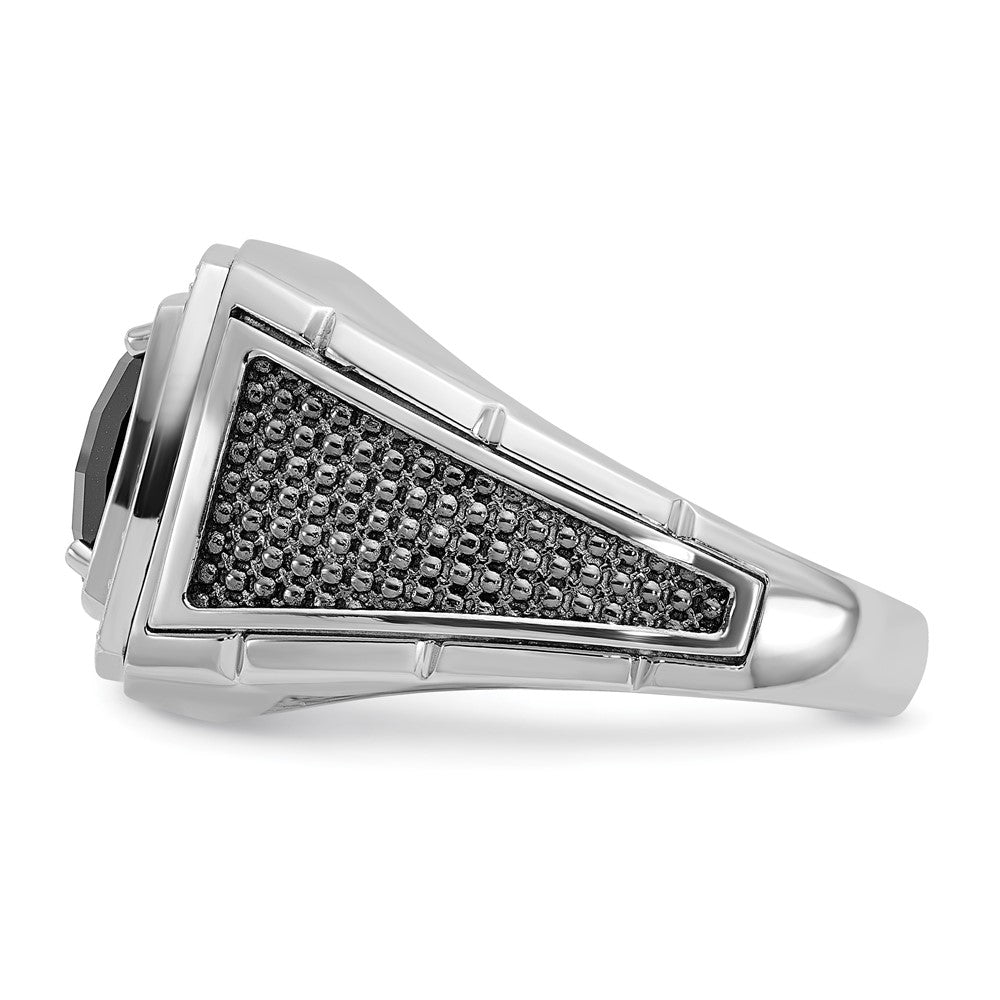 10K White Gold Ibgoodman Men'S Black Rhodium Onyx And Diamond Complete Ring