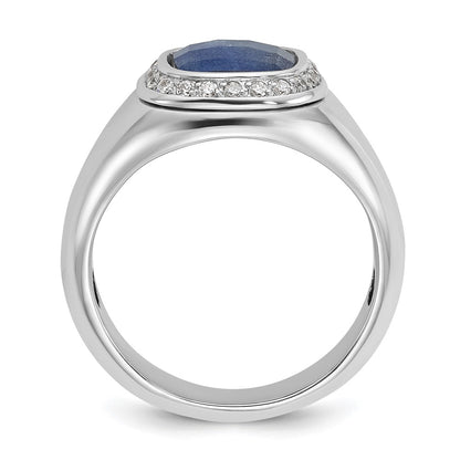 10K White Gold 10Kw Ibgoodman Men'S Sapphire Doublet Stone And Diamond Complete Ring