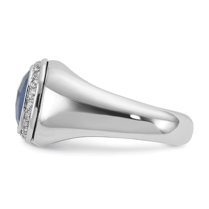 10K White Gold 10Kw Ibgoodman Men'S Sapphire Doublet Stone And Diamond Complete Ring