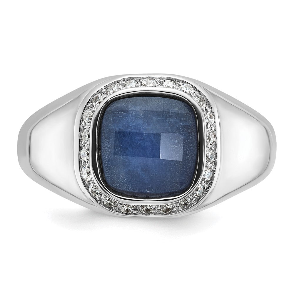 10K White Gold 10Kw Ibgoodman Men'S Sapphire Doublet Stone And Diamond Complete Ring