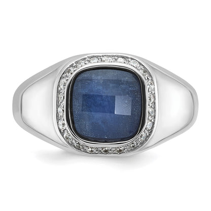 10K White Gold 10Kw Ibgoodman Men'S Sapphire Doublet Stone And Diamond Complete Ring