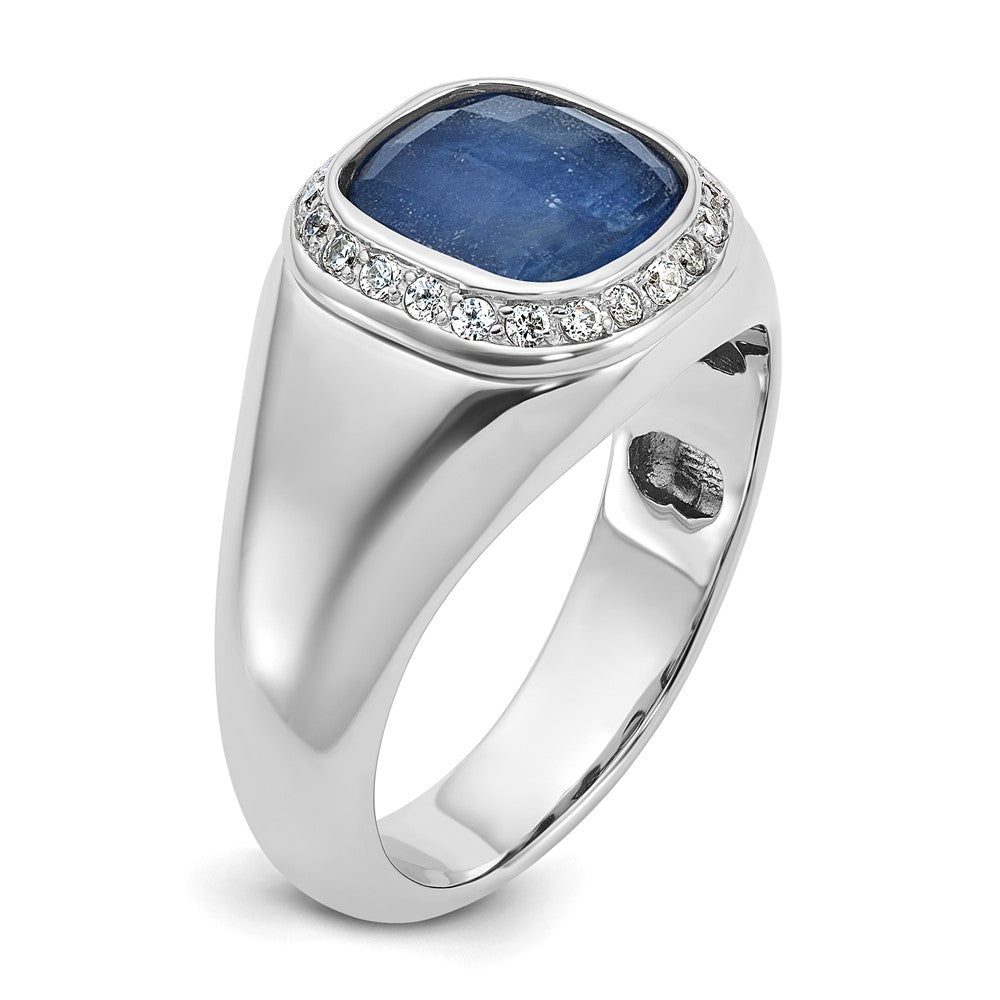 10K White Gold 10Kw Ibgoodman Men'S Sapphire Doublet Stone And Diamond Complete Ring