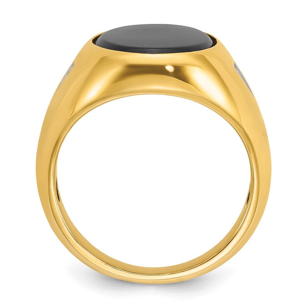 10K Yellow Gold Ibgoodman Men'S Oval Onyx And Diamond Complete Ring