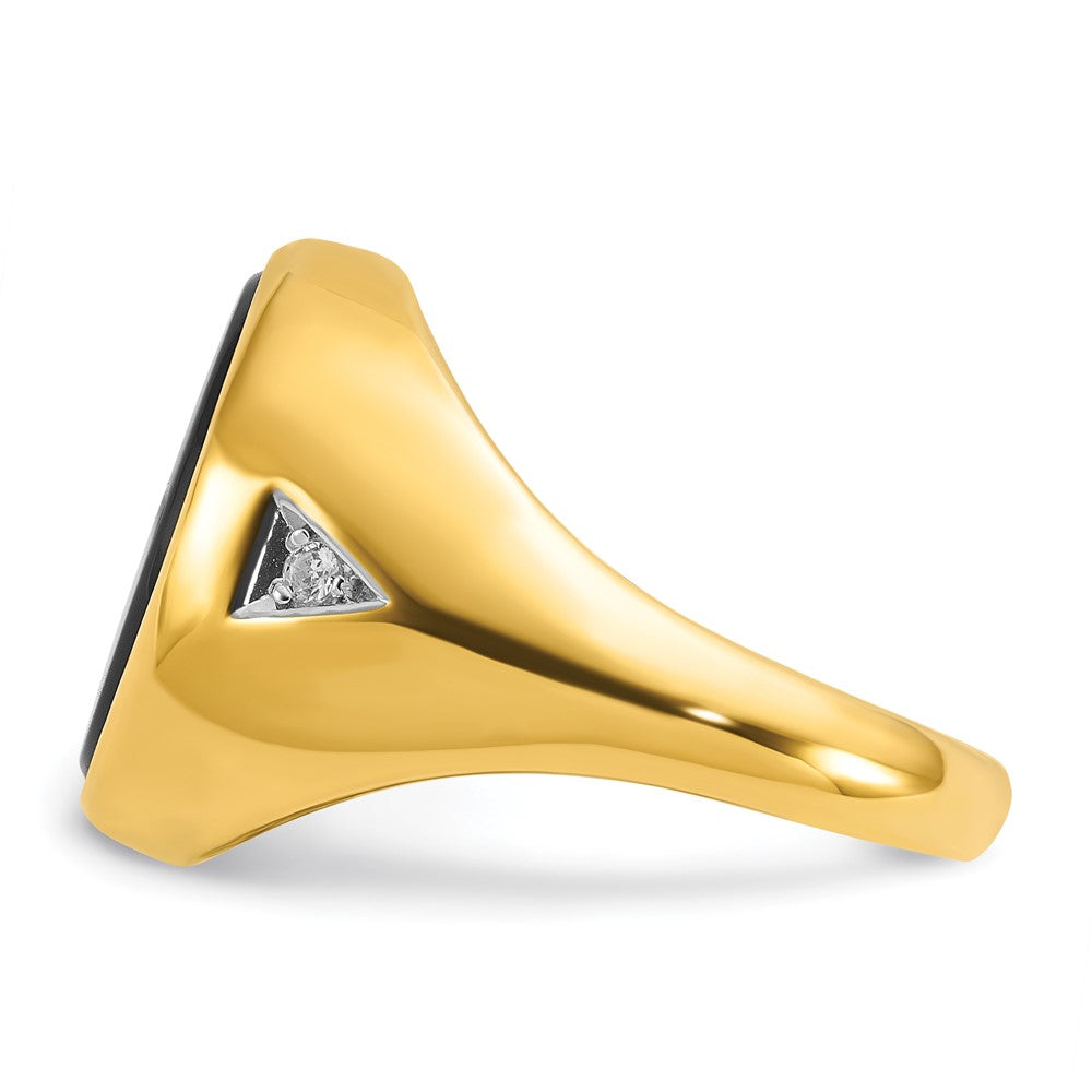 10K Yellow Gold Ibgoodman Men'S Oval Onyx And Diamond Complete Ring