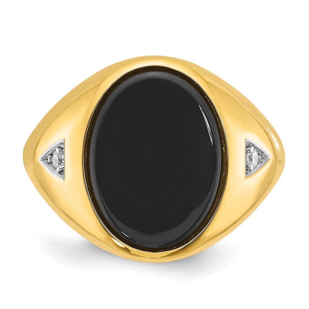 10K Yellow Gold Ibgoodman Men'S Oval Onyx And Diamond Complete Ring