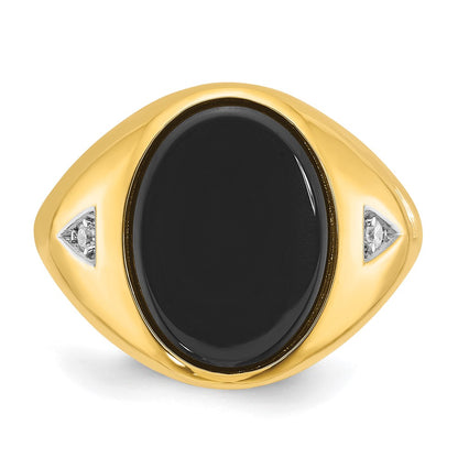 10K Yellow Gold Ibgoodman Men'S Oval Onyx And Diamond Complete Ring