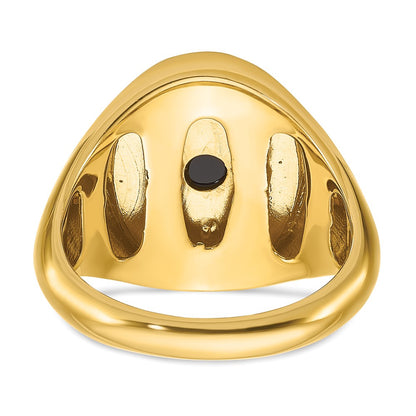 10K Yellow Gold Ibgoodman Men'S Oval Onyx And Diamond Complete Ring