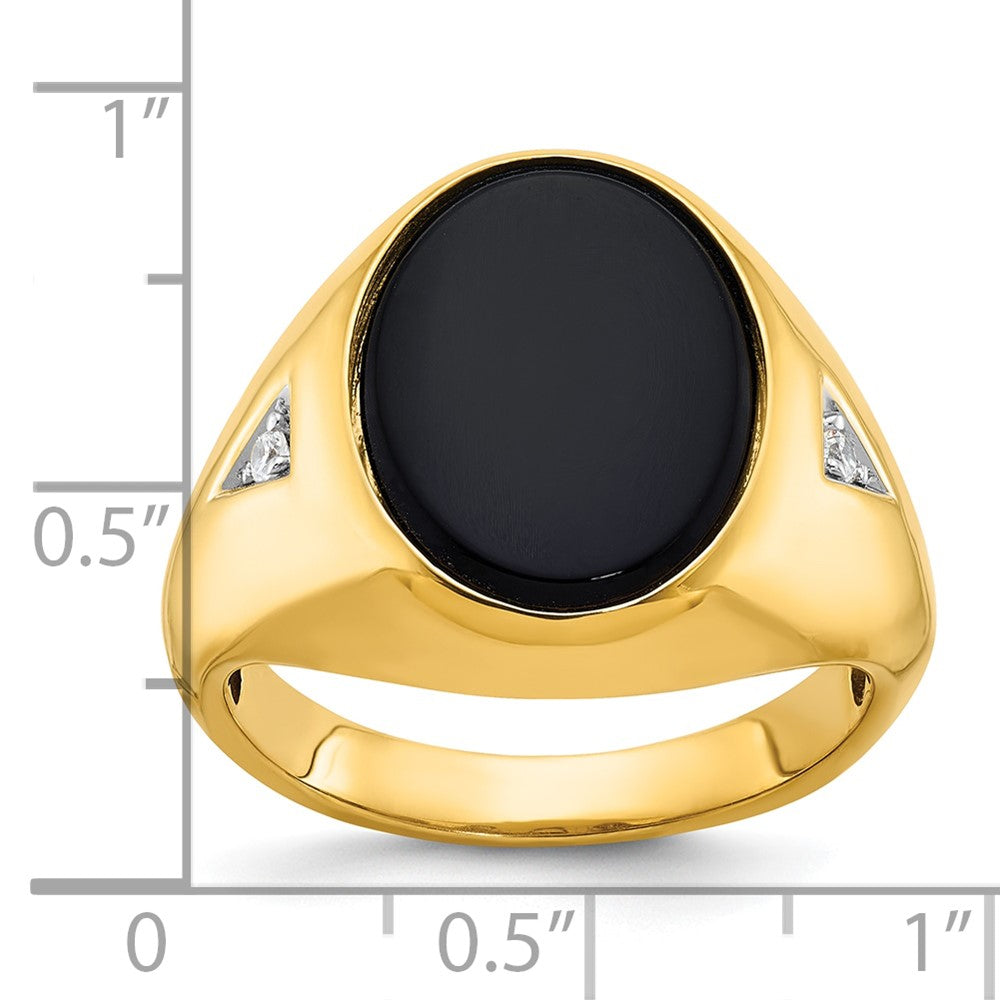 10K Yellow Gold Ibgoodman Men'S Oval Onyx And Diamond Complete Ring