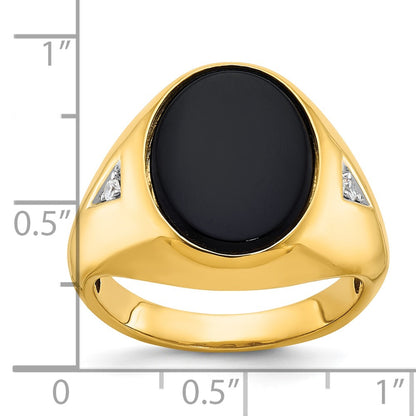 10K Yellow Gold Ibgoodman Men'S Oval Onyx And Diamond Complete Ring