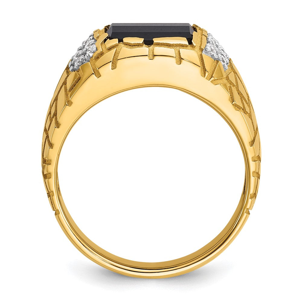 14k Yellow Gold 1/4 Ct. Lab Grown Diamond VS/SI+ G+ and Onyx Nugget Men's Ring