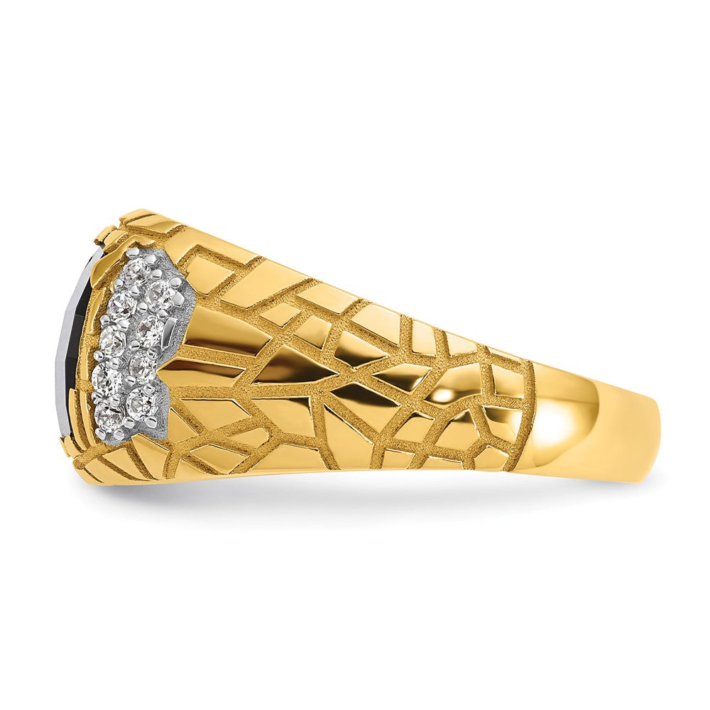 14k Yellow Gold 1/4 Ct. Lab Grown Diamond VS/SI+ G+ and Onyx Nugget Men's Ring