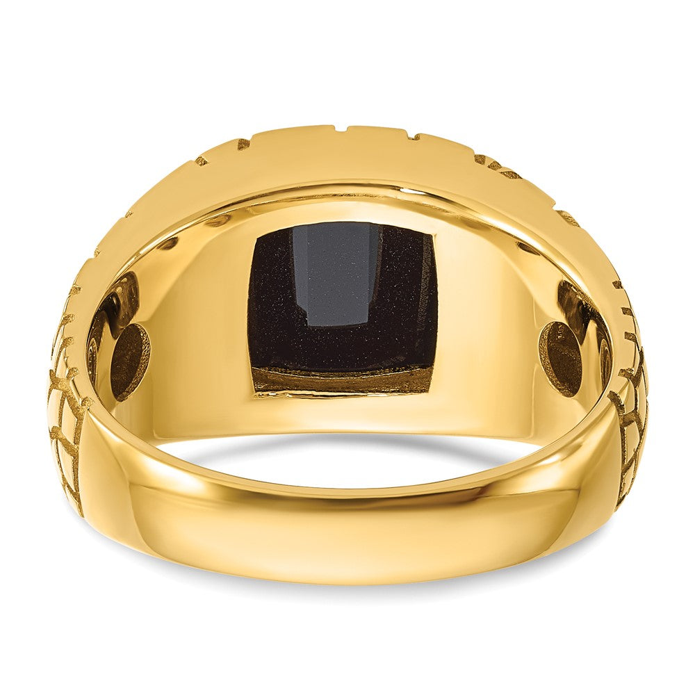 14k Yellow Gold 1/4 Ct. Lab Grown Diamond VS/SI+ G+ and Onyx Nugget Men's Ring
