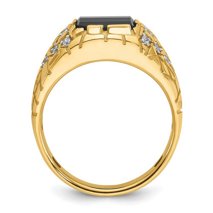 14k Yellow Gold 1/4 Ct. Lab Grown Diamond VS/SI+ G+ and Onyx Nugget Men's Ring