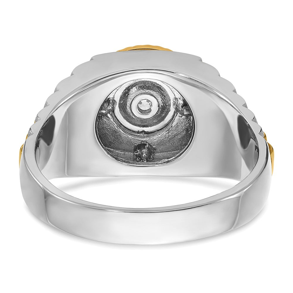 14k Two-tone Two Tone 3/8 Ct. Lab Grown Diamond VS/SI+ G+ Polished Satin and Textured Men's Ring