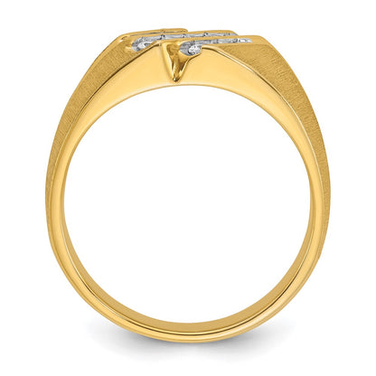10K Yellow Gold Ibgoodman Men'S Polished Satin And Grooved Ring Mounting