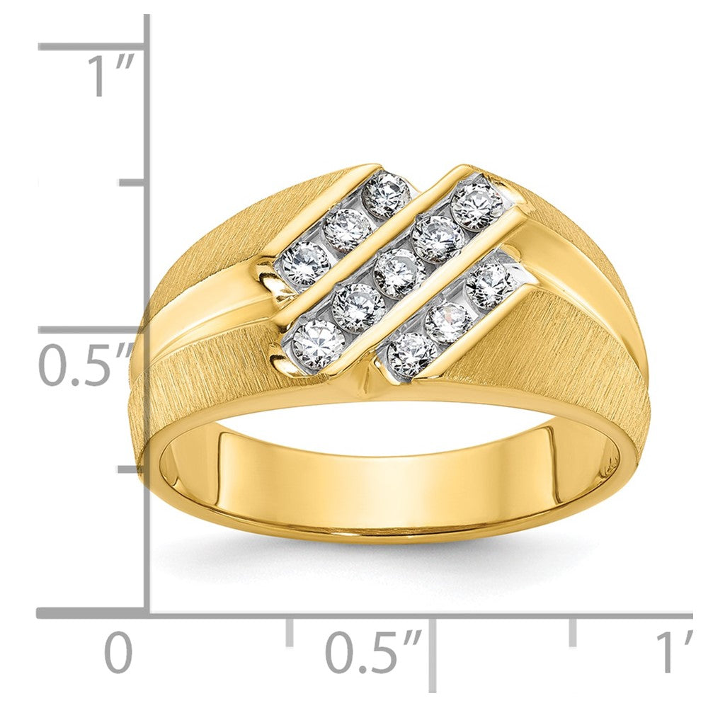 10K Yellow Gold Ibgoodman Men'S Polished Satin And Grooved Ring Mounting