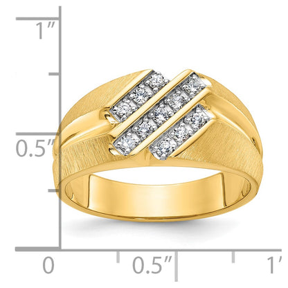 10K Yellow Gold Ibgoodman Men'S Polished Satin And Grooved Ring Mounting