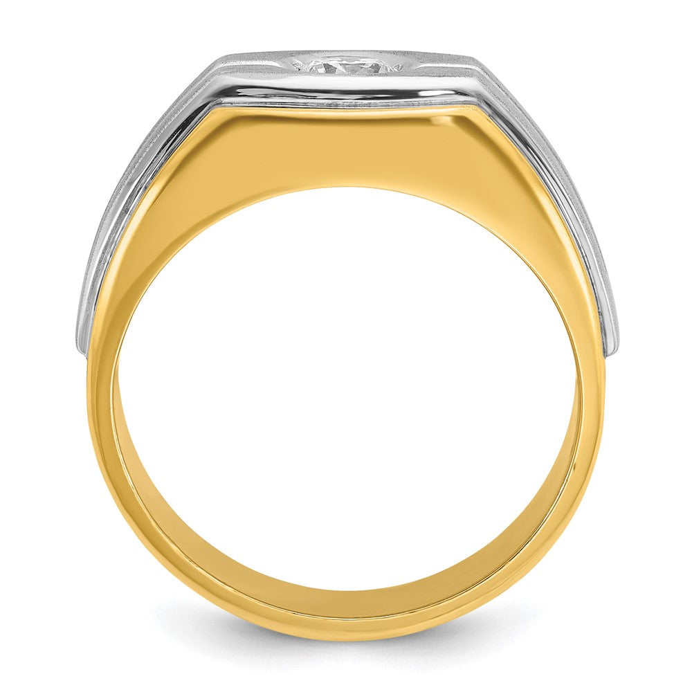 14k Two-tone  Two Tone 1/3 Ct. Lab Grown Diamond VS/SI+ G+ Complete Polished and Satin Men's Ring
