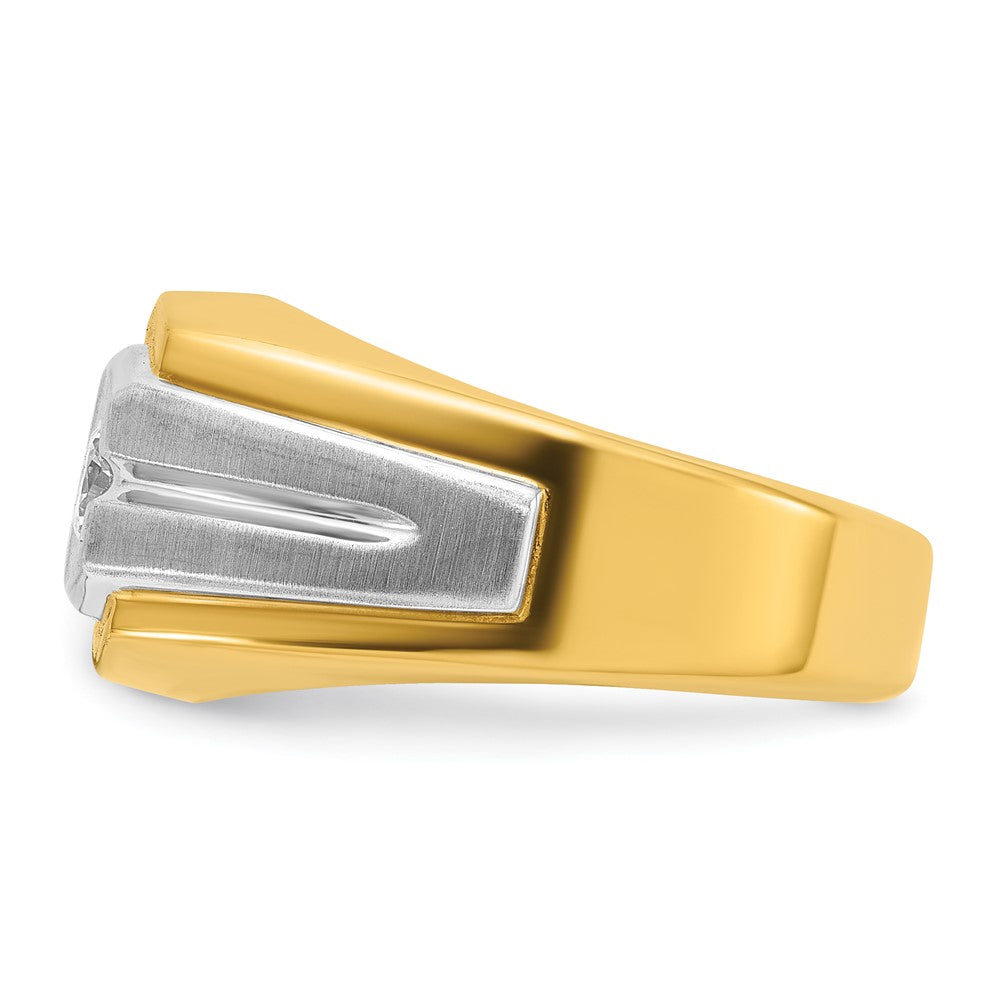 14k Two-tone  Two Tone 1/3 Ct. Lab Grown Diamond VS/SI+ G+ Complete Polished and Satin Men's Ring