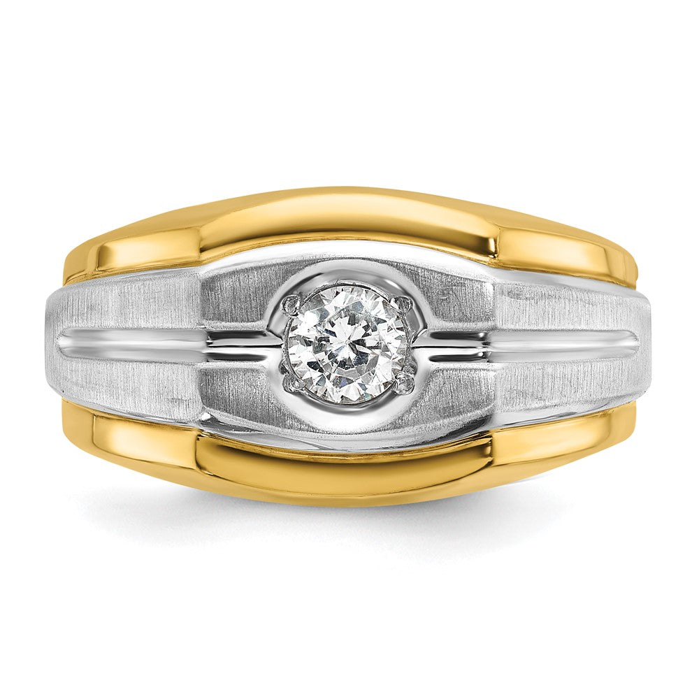 14k Two-tone  Two Tone 1/3 Ct. Lab Grown Diamond VS/SI+ G+ Complete Polished and Satin Men's Ring
