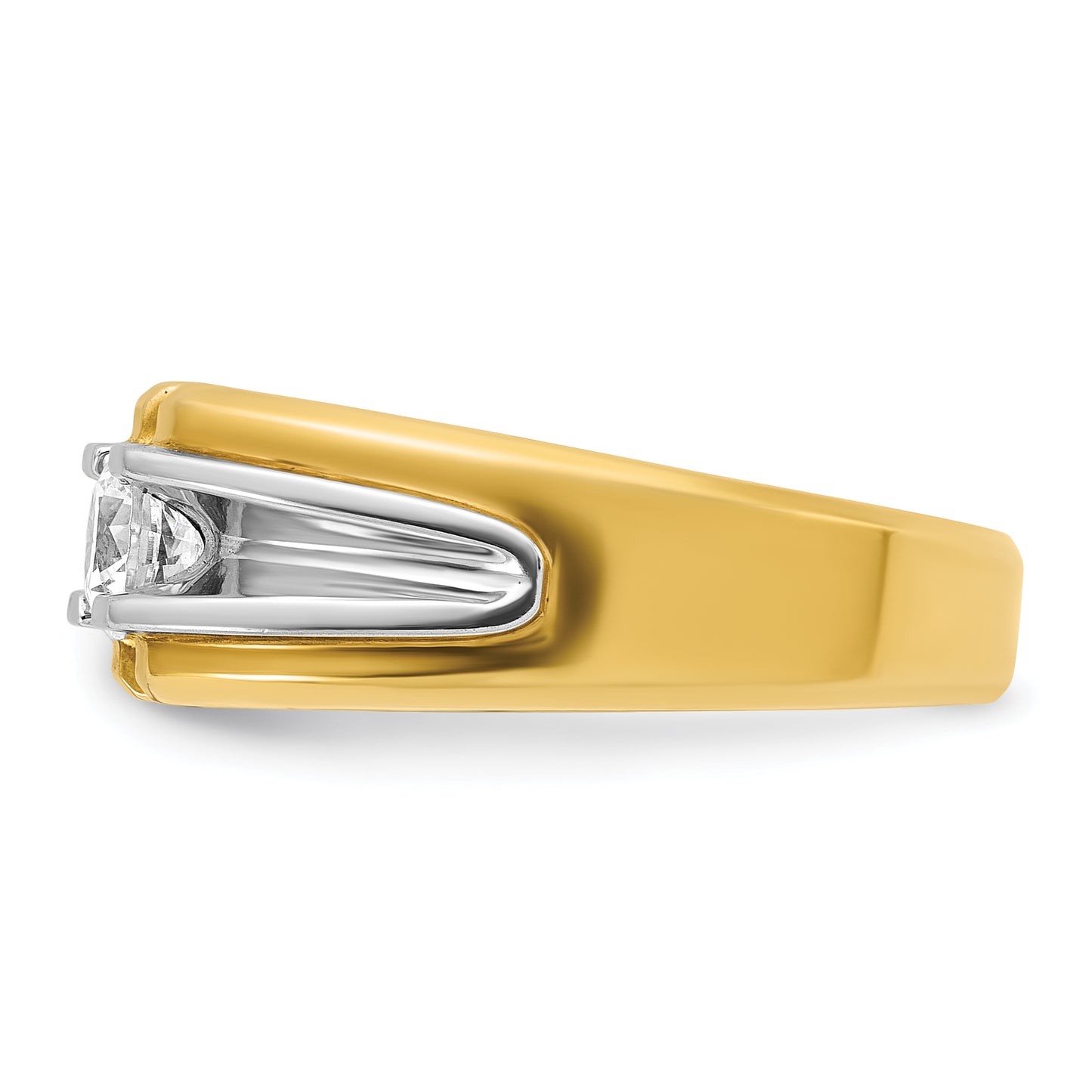 14k Two-tone Two Tone 1/2 Ct. Lab Grown Diamond VS/SI+ G+ Polished and Satin Men's Ring