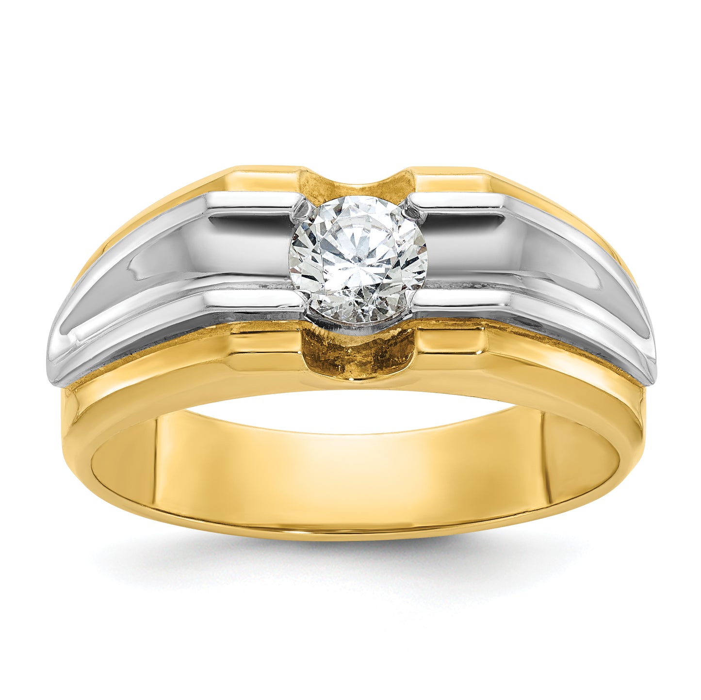 14k Two-tone Two Tone 1/2 Ct. Lab Grown Diamond VS/SI+ G+ Polished and Satin Men's Ring