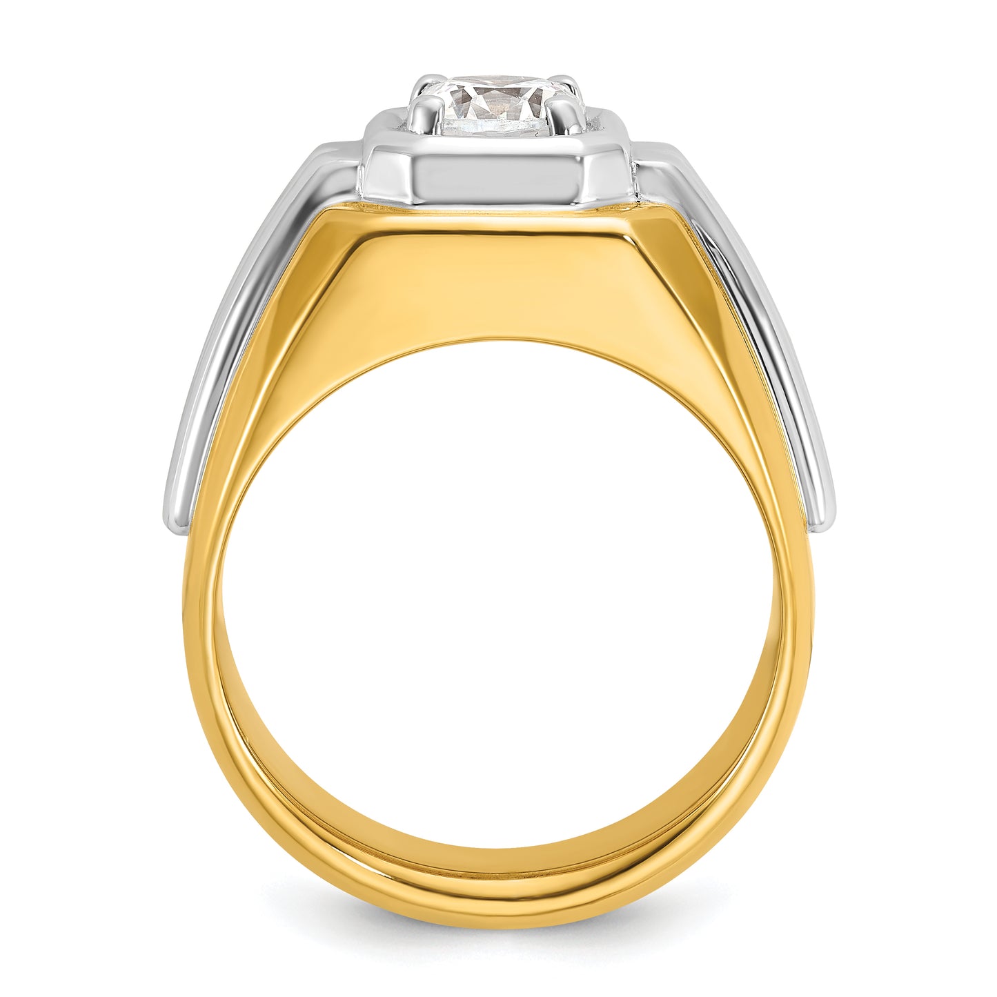 14k Two-tone Two Tone 1 Ct. Lab Grown Diamond VS/SI+ G+ Polished and Grooved Men's Ring