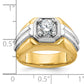 14k Two-tone Two Tone 1 Ct. Lab Grown Diamond VS/SI+ G+ Polished and Grooved Men's Ring