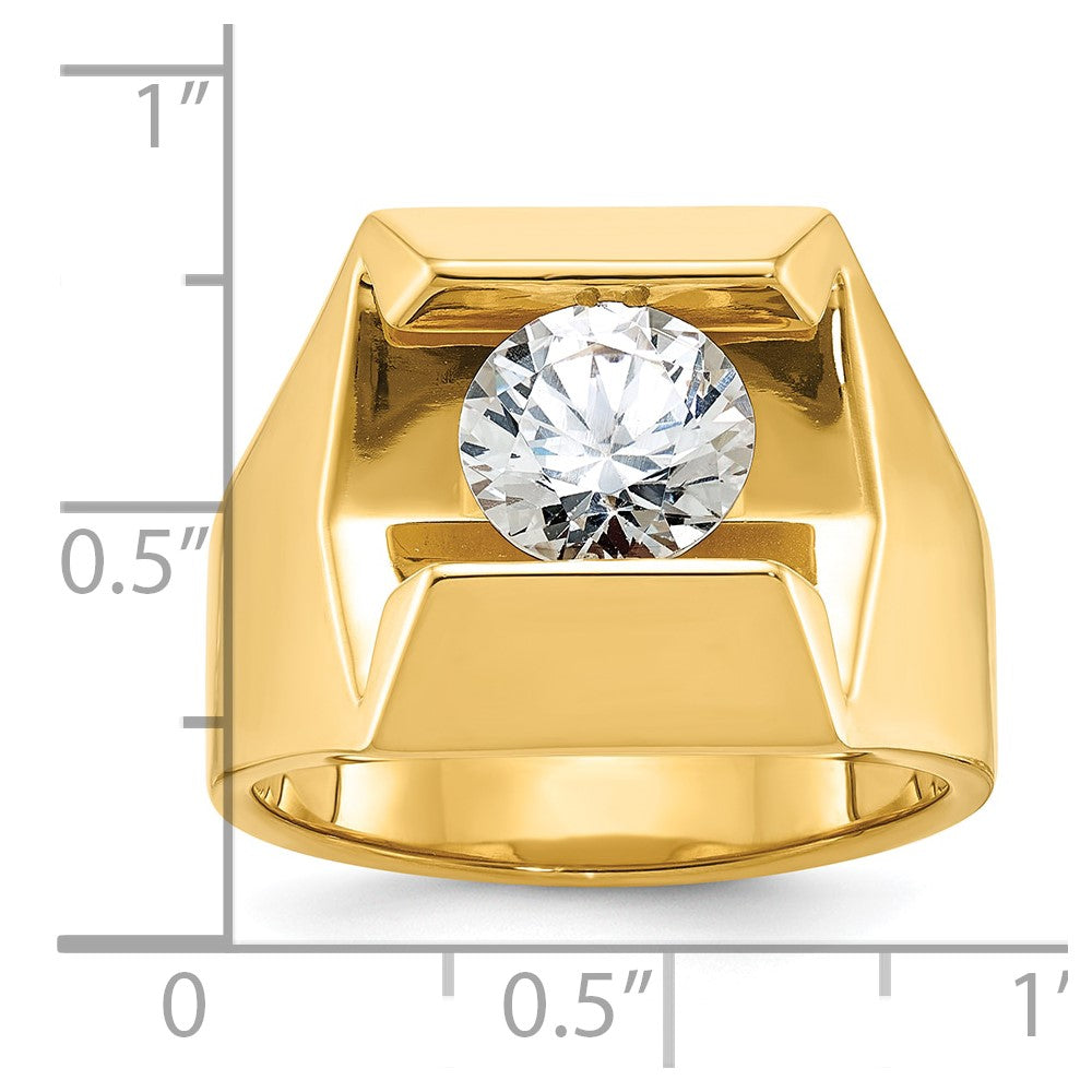 14k Yellow Gold 2 1/2 Ct. Lab Grown Diamond VS/SI+ G+ Men's Ring