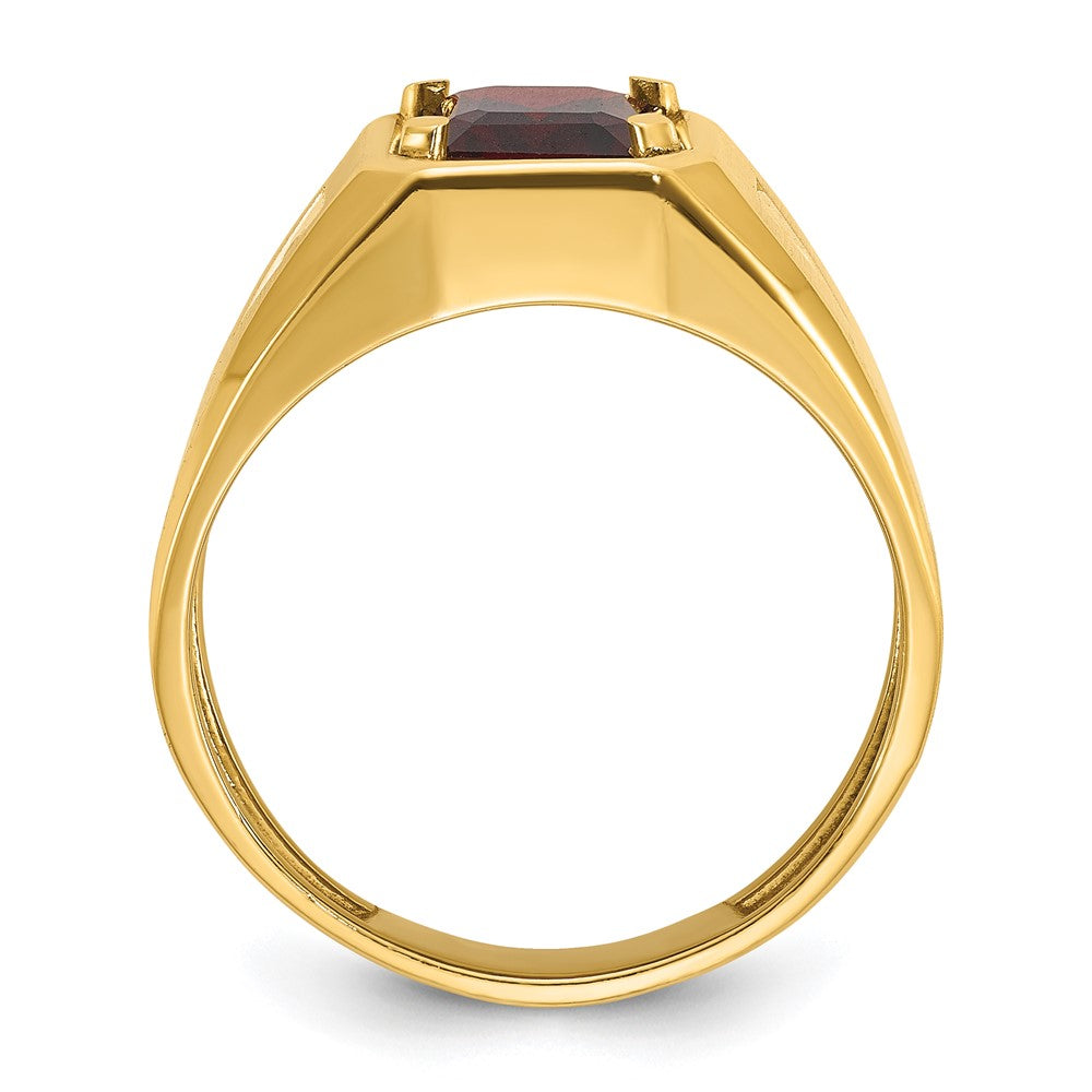 14k Yellow u0026 Rhodium Gold Men's Polished and Satin Garnet and 1/15 carat Diamond Complete Ring