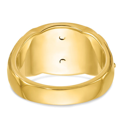 10K Two-Tone Ibgoodman Men'S Polished And Textured With Black Enamel Past Master Masonic Ring