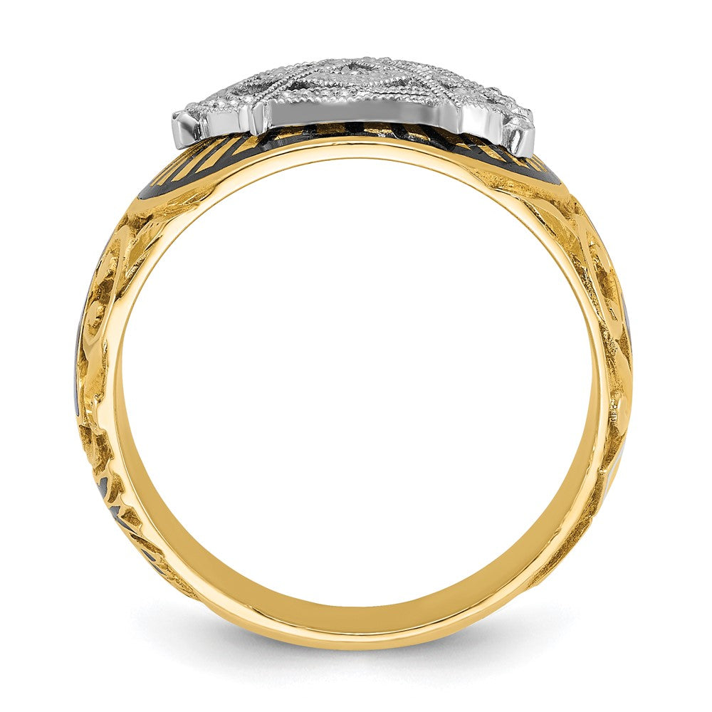 10K Two-Tone Ibgoodman Men'S Polished And Textured With Multi-Color Enamel Blue Lodge Master Masonic Ring