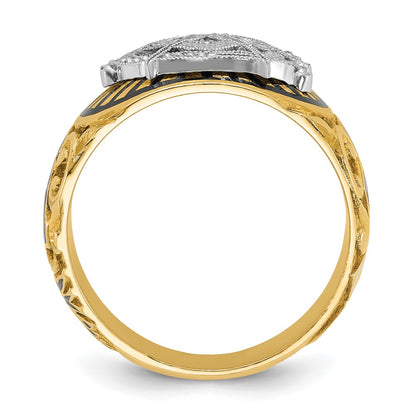 10K Two-Tone Ibgoodman Men'S Polished And Textured With Multi-Color Enamel Blue Lodge Master Masonic Ring