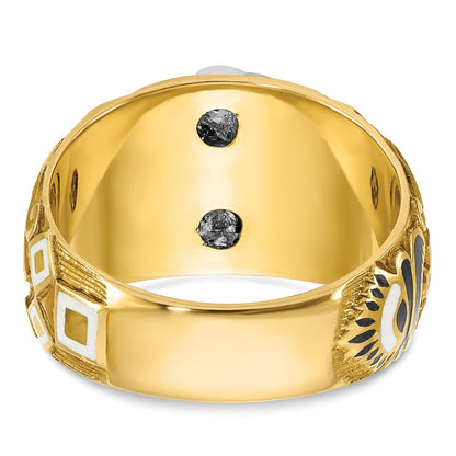 10K Two-Tone Ibgoodman Men'S Polished And Textured With Multi-Color Enamel Blue Lodge Master Masonic Ring