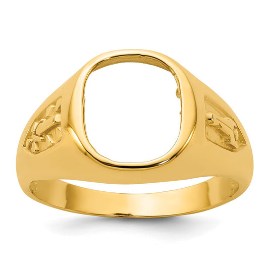 10K Yellow Gold Ibgoodman Men'S Polished And Textured Blue Lodge Master Masonic Ring Mounting