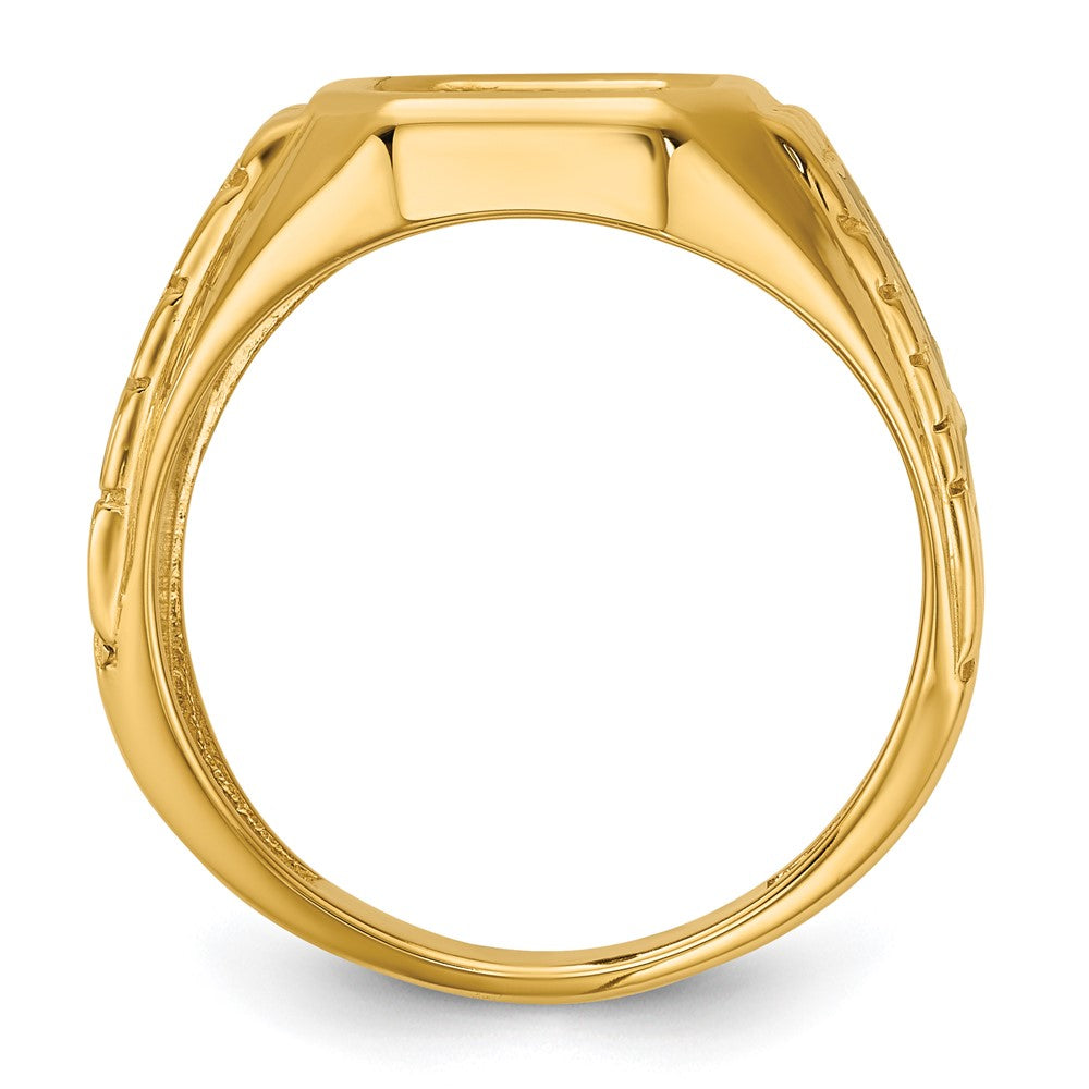 10K Yellow Gold Ibgoodman Men'S Polished And Textured Blue Lodge Master Masonic Ring Mounting