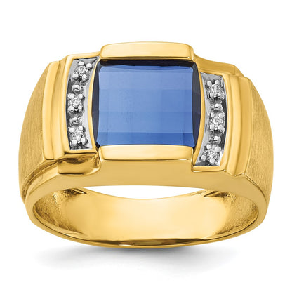 10K Yellow Gold Ibgoodman Men'S Cr. Sapphire And Diamond Complete Ring