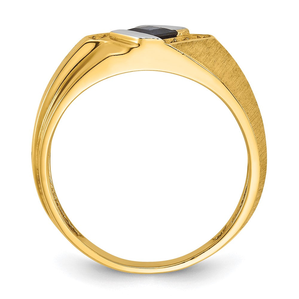 10K Yellow Gold Ibgoodman Men'S Cr.Sapphire And Diamond Satin Complete Ring