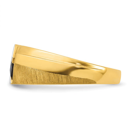 10K Yellow Gold Ibgoodman Men'S Cr.Sapphire And Diamond Satin Complete Ring